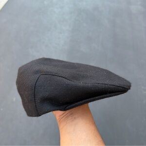 John Hanly & Co Black Pure Wool Tweed Plaid Newsboy Cap Ireland Size XL - 7 5/8